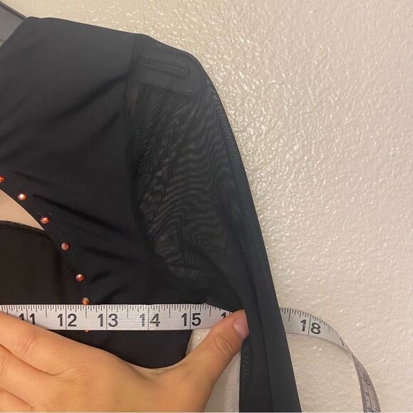 WEISSMAN Ivy Sky Dance Costume black Crystal Asymmetrical Leotard MT11574 MA - Picture 10 of 12